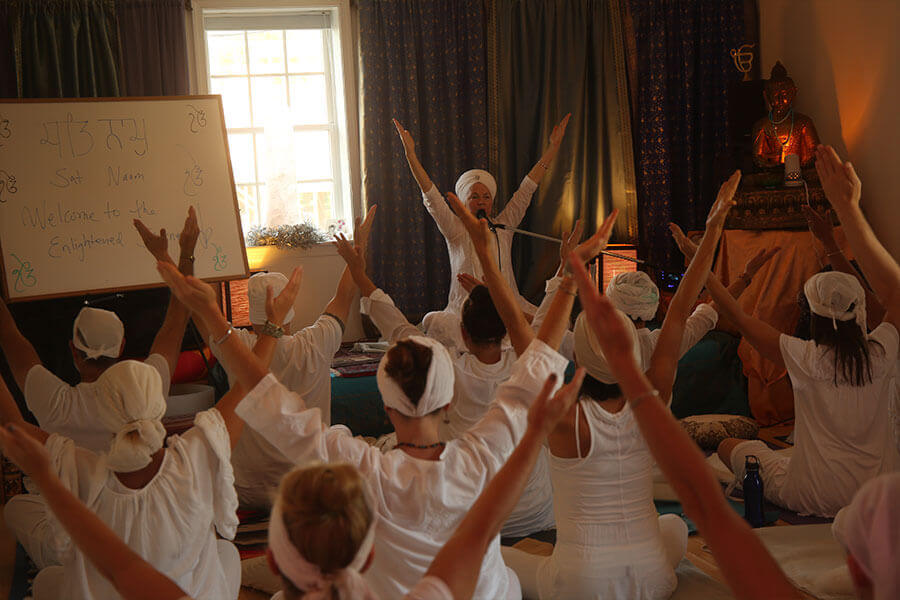 Khalsa group meditating